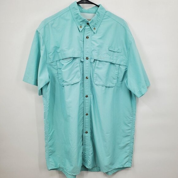 L.L. Bean Fishing Button Up Shirt Hiking Vented Short Sleeve Tall Men Large - Picture 1 of 10